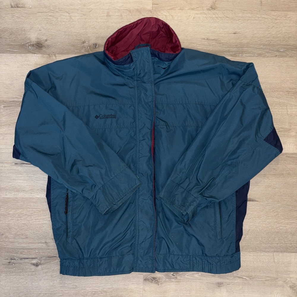 Vintage Columbia Bugaboo‎ Jacket Full Zip Woman's Large Green Color Block